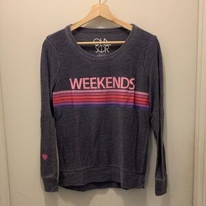 Heather Gray “Weekends” Graphic Sweatshirt